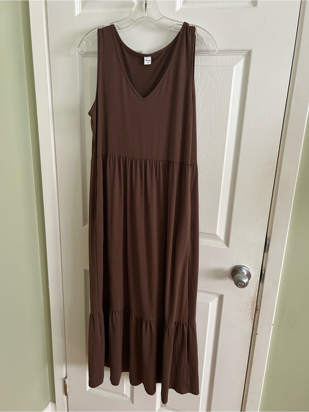 Sleeveless V-Neck Brown Maxi Dress Sz M